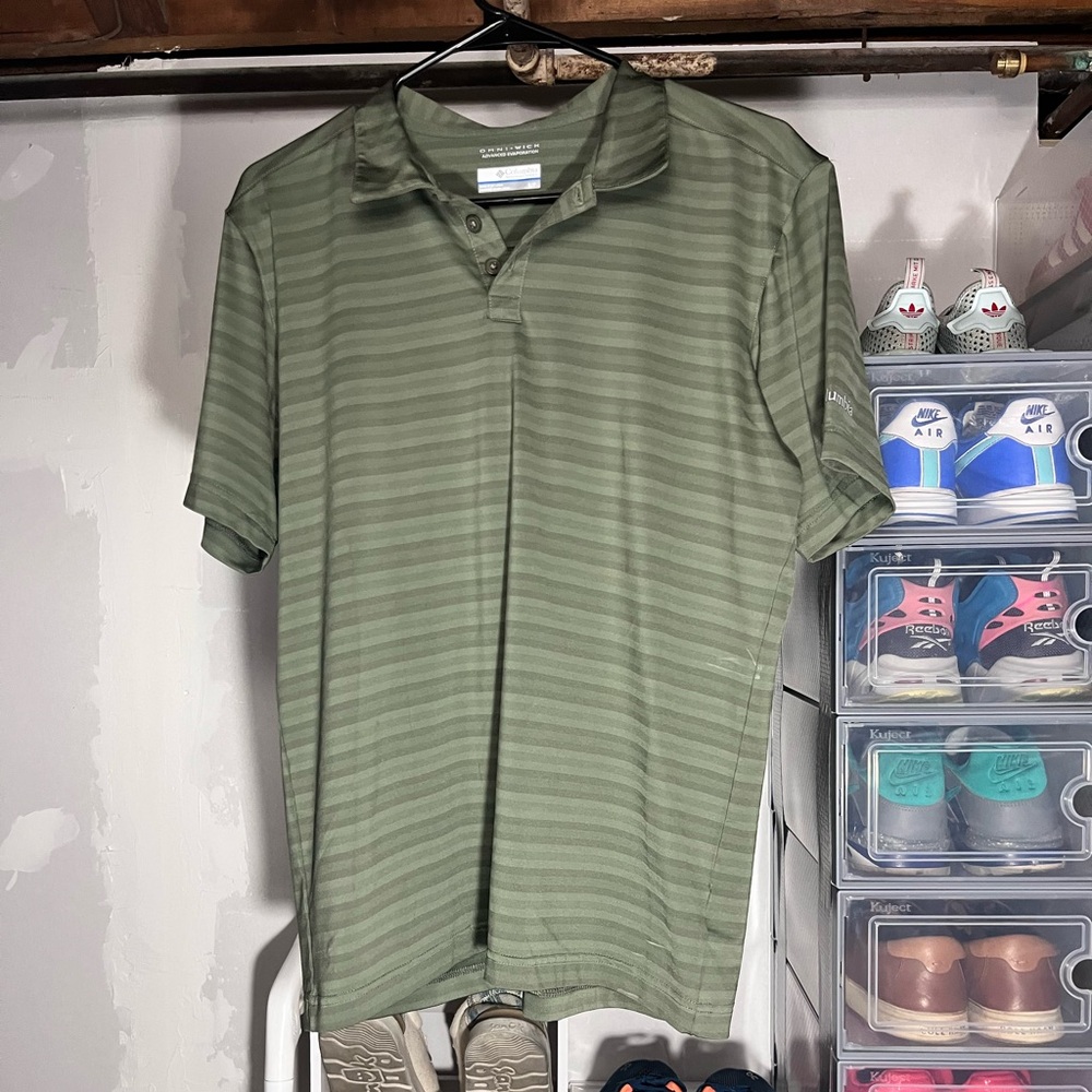 Columbia Olive Striped Polo Shirt